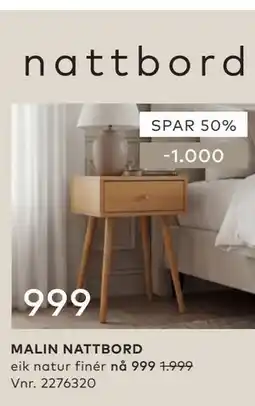 Skeidar MALIN NATTBORD tilbud