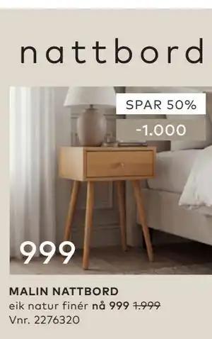 Skeidar MALIN NATTBORD tilbud