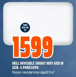 Coop Obs Mill invisible smart wifi 600 w gen. 4 panelovn tilbud