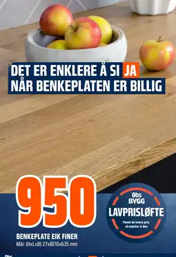 Coop Obs Obs Bygg benkeplate eik finer tilbud