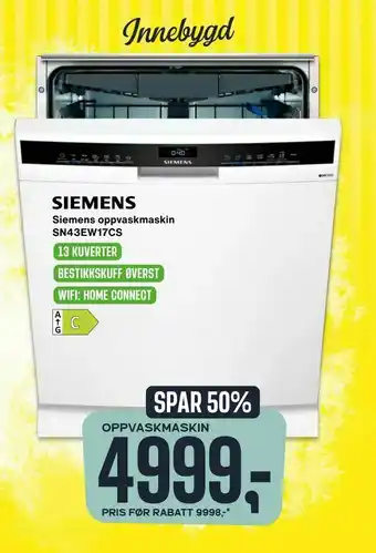 Skousen Siemens oppvaskmaskin SN43EW17CS. oppvaskmaskin tilbud