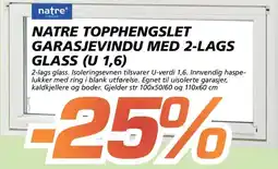 Coop Byggmix Natre topphengslet garasjevindu med 2-lags glass tilbud