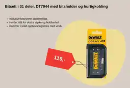 Montér Bitsett i 31 deler, DT7944 med bitsholder og hurtigkobling tilbud