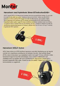 Montér Montér Hørselvern med hjelmfeste 30mm BT/mikrofon/DAB+ tilbud