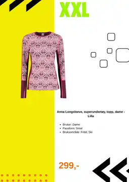 XXL Sport Anna Longsleeve, superundertøy, topp, dame - Lilla tilbud