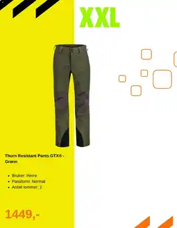 XXL Sport Thorn Resistant Pants GTX - Grønn tilbud
