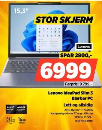 POWER Lenovo IdeaPad Slim 3 tilbud