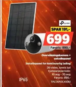 POWER Tp-link overvåkning skamera + solcellepanel tilbud