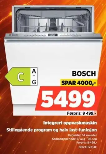 POWER Bosch integrert oppvaskmaskin tilbud