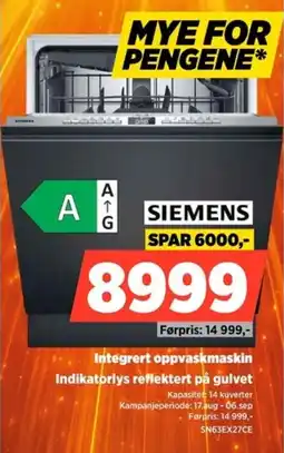 POWER Siemens integrert oppvaskmaskin tilbud
