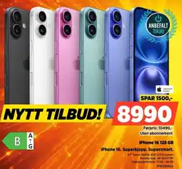 POWER iPhone 16 128 GB tilbud