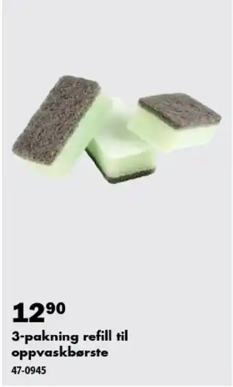 3-pakning refill til oppvaskbørste