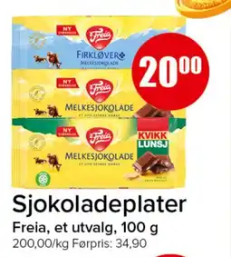 Spar Freia sjokoladeplater tilbud