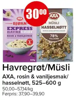 Spar Axas havregrot/müsli tilbud