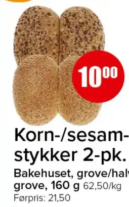Spar Bakehuset korn-/sesam-stykker tilbud