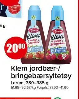 Spar Klem jordbær-/bringebærsyltetøy tilbud