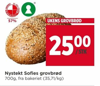 Meny Nystekt Sofies grovbrød tilbud