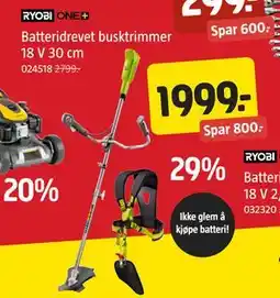 Jula Batteridrevet busktrimmer 18 V 30 cm tilbud