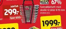 Jula Fastnøkkelsett med skralle 12 deler 8-19 mm, Medlemspris tilbud