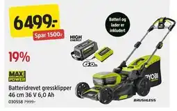 Jula Batteridrevet gressklipper 46 cm 36 V 6,0 Ah tilbud