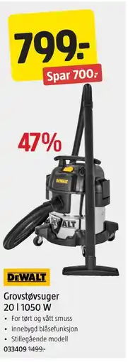 Jula DEWALT Grovstøvsuger 20 l | 1050 W tilbud