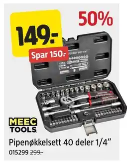 Jula MEEC TOOLS Pipenøkkelsett 40 deler 1/4” tilbud