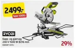 Jula RYOBI Kapp- og gjærsag 230 V 1500 W Ø216 mm tilbud