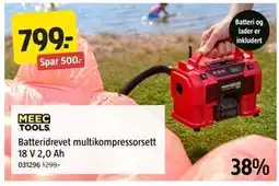 Jula MEEC TOOLS Batteridrevet multikompressorsett 18 V 2,0 Ah tilbud