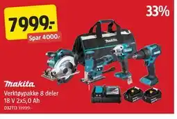 Jula Verktøypakke 8 deler 18 V 2x5,0 Ah tilbud