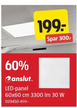 Jula LED-panel 60x60 cm 3300 lm 30 W tilbud