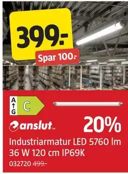 Jula Industriarmatur LED 5760 lm 36 W 120 cm IP69K tilbud