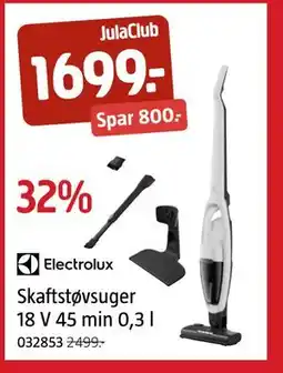 Jula Skaftstøvsuger 18 V 45 min 0,3 l, Medlemspris tilbud