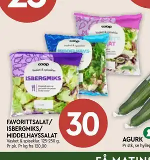 Coop Mega FAVORITTSALAT/ ISBERGMIKS/ MIDDELHAVSSALAT tilbud