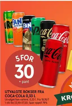 Coop Mega UTVALGTE BOKSER FRA COCA-COLA 0,33 L tilbud