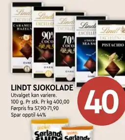 Coop Mega LINDT SJOKOLADE tilbud