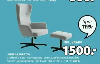 JYSK Arden lenestol tilbud