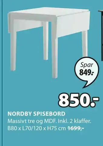 JYSK Nordby spisebord tilbud
