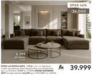 Skeidar ROSSI LUX MODULSOFA tilbud
