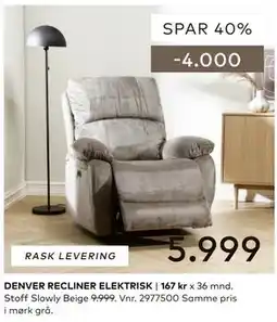 Skeidar DENVER RECLINER ELEKTRISK tilbud