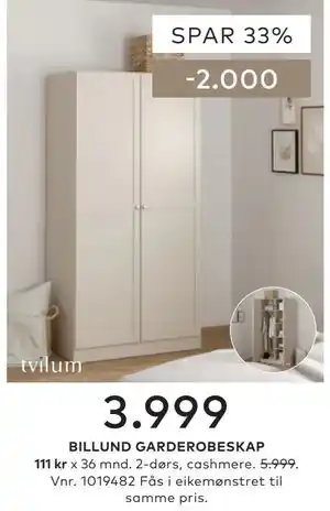 Skeidar BILLUND GARDEROBESKAP tilbud