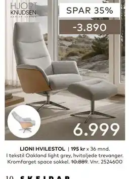 Skeidar LIONI HVILESTOL tilbud