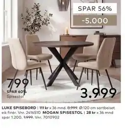 Skeidar LUKE SPISEBORD tilbud