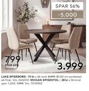 Skeidar LUKE SPISEBORD tilbud