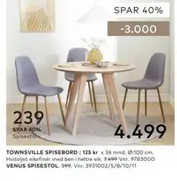 Skeidar TOWNSVILLE SPISEBORD tilbud