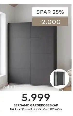Skeidar BERGAMO GARDEROBESKAP tilbud