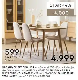 Skeidar NAGANO SPISEBORD tilbud