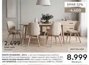 Skeidar MARTE SPISEBORD tilbud