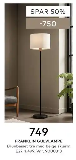 Skeidar FRANKLIN GULVLAMPE tilbud