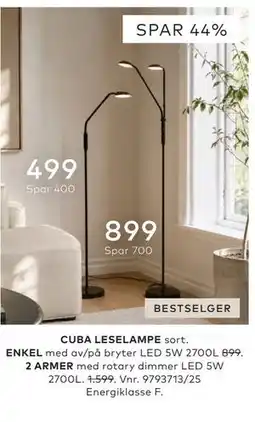 Skeidar CUBA LESELAMPE tilbud