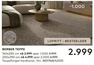 Skeidar BERBER TEPPE tilbud